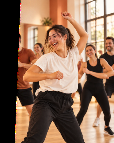 Dansworkshop med glada deltagare